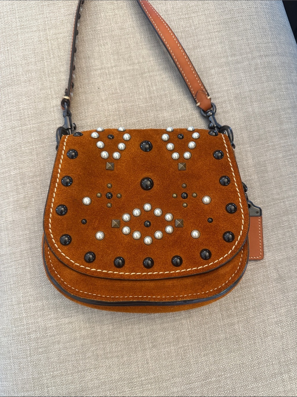 Stunning suede coach bag
